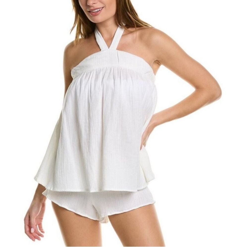 PQ SWIM PILYQ Ava Top Size Medium/Large Water Lily Beach Coverup Travel Resort